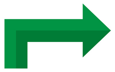  Green arrow in a right-angle turn shape, composed of bold lines.