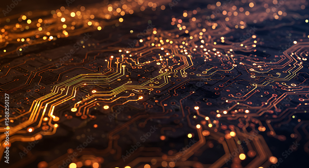 Poster glowing circuit board technology background abstract digital data network
