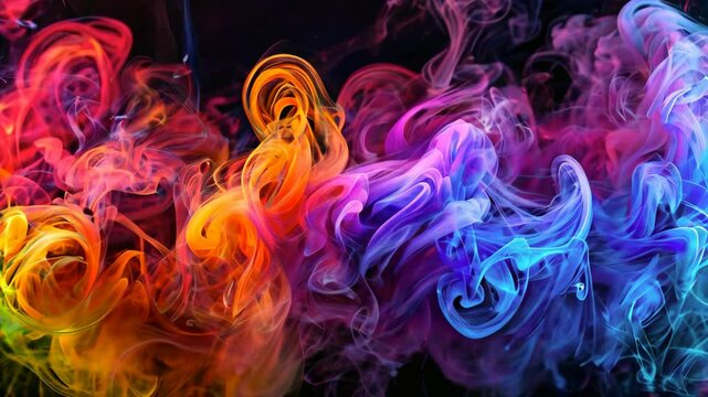 Impressive colored smoke, bright waves of paint, spectacular background for photos and videos, festive atmospheric smoke of various shades, creative smoke screen, art effect, smoke extravaganza