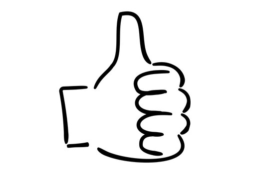 recommend clip art: 手書き風の手のイラスト　サムズアップ　白塗り