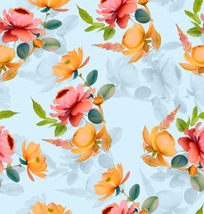 All Over Flower Design Seamless Pattern With Some Texture Digital Print Textile