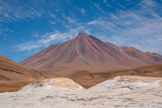 Aguas Calientes Salt Flat, Piedras Rojas in the Atacama desert, Chile