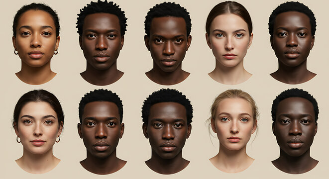 Diverse Group of Realistic Digital Human Portraits Multiethnic Faces Male and Female