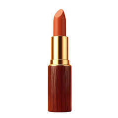 close-up of orange lipstick tube with gold trim, – PNG file isolated on transparent background