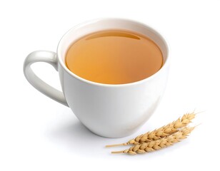 White teacup with wheat ears