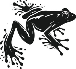 Silhouette of a frog vector drawing black