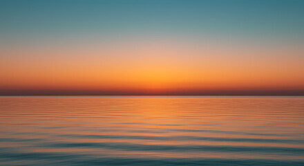 Obraz premium Serene Sunset over Calm Ocean Waters Peaceful Coastal Landscape at Dawn