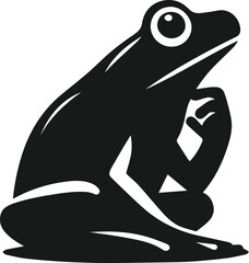 Silhouette of a frog vector drawing black