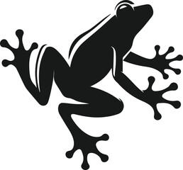 Silhouette of a frog vector drawing black