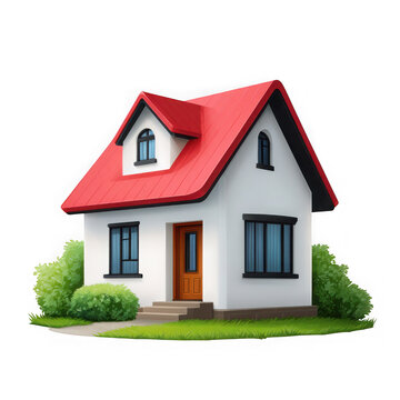 Cute suburban house icon isolated on transparent background