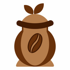 Coffee bean in sack vector icon on white background.