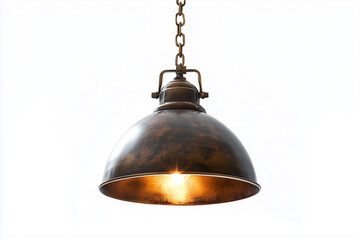 Old and antique pendant lamp with brass finish isolated on white background