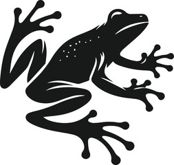 Silhouette of a frog vector drawing black