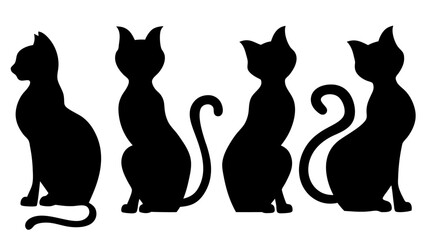 Cat silhouette different vector illustration