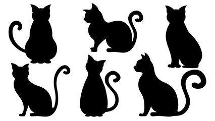 Cat silhouette different vector illustration