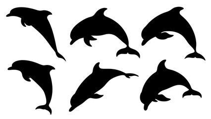set of dolphin silhouettes