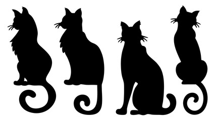 Cat silhouette different vector illustration