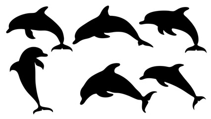 Fototapeta premium set of dolphin silhouettes