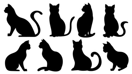 Cat silhouette different vector illustration