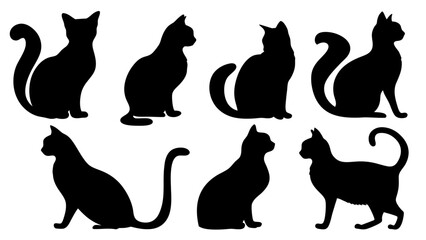 Cat silhouette different vector illustration