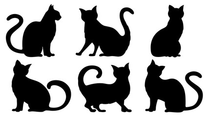 Cat silhouette different vector illustration