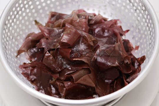 Dulse seaweed ( Irish sea vegetable ) in a colander