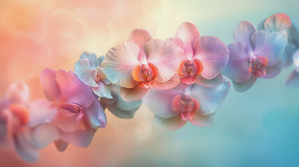 watercolor botanical Orchid flowers texture template background.Elegant wedding invitation card background . Minimal hand painted Design for wedding or Valentine's Day