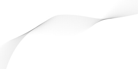 Abstract grey wave lines on transparent background. Technology, data science, geometric border pattern. Isolated on white background. Vector illustration.
