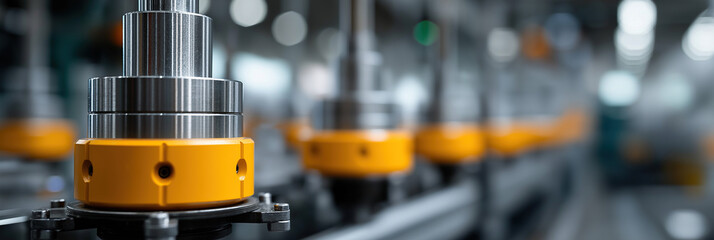 Advanced manufacturing machinery with orange precision components