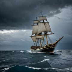 sailing ship in the sea