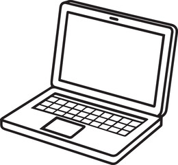 Laptop outline vector illustration line art	