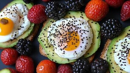 A bowl of fresh summer berries and fruit salad with chocolate - Powered by Adobe