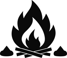 Campfire And Marshmallows Silhouette Vector Illustration