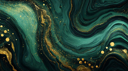 Green Emerald Marble with Gold Swirl Luxury Texture