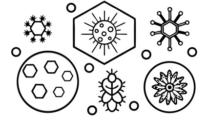 Abstract Black and White Scientific Shapes and Geometric Forms Illustration