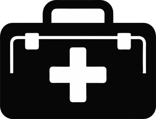 First Aid Kit With Cross Silhouette Vector Illustration
