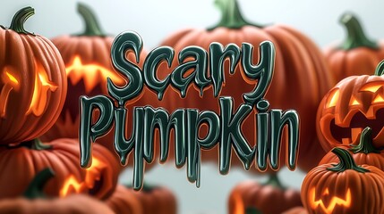 Spooky jack-o'-lanterns with the words "scary pumpkin"