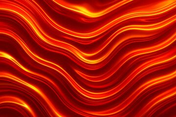 Molten liquid wave pattern in fiery red and golden orange, flowing movement with high-gloss reflection, dynamic energy and smooth gradients