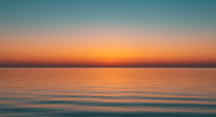 Obraz premium Serene Sunset over Calm Ocean Water Tranquil Coastal Scene at Dusk