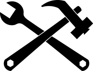 Hammer And Wrench Crossed Silhouette Vector Illustration