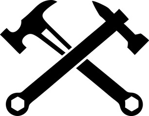 Hammer And Wrench Crossed Silhouette Vector Illustration