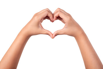 Fototapeta premium Hands forming heart shape isolated on a white background png ai generated