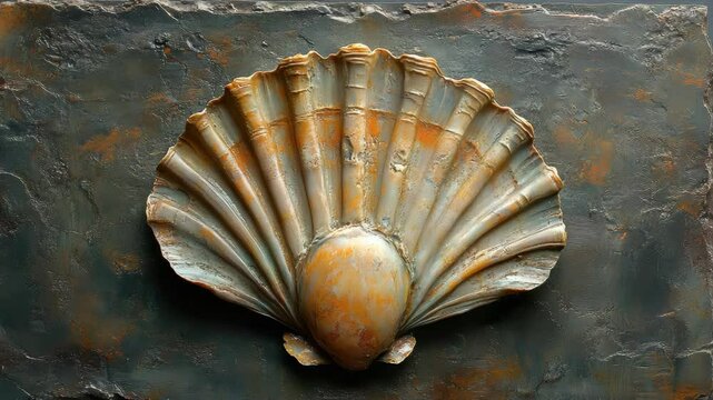 A shell on a metal surface