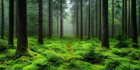 Obraz premium forest in fog