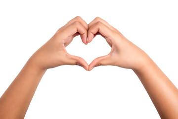 Hands forming heart shape isolated on a white background png ai generated