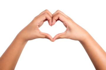 Hands forming heart shape isolated on a white background png ai generated