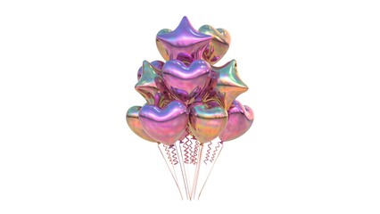 Holographic Heart and Star Balloons Perfect for Parties and Celebrations