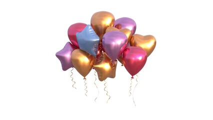 Colorful Metallic Heart and Star Balloons for Party Decorations
