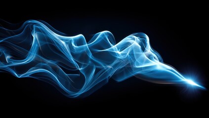 Abstract blue smoke trails against black