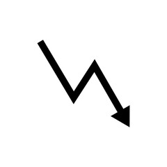 Fall arrow icon. Downward trend sign. Market crisis symbol